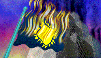 Imperial flag in flames